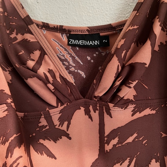 Zimmerman Tan and Brown Palm Tree Swim Dress Size 2/ US Size 8 - Picture 3 of 8